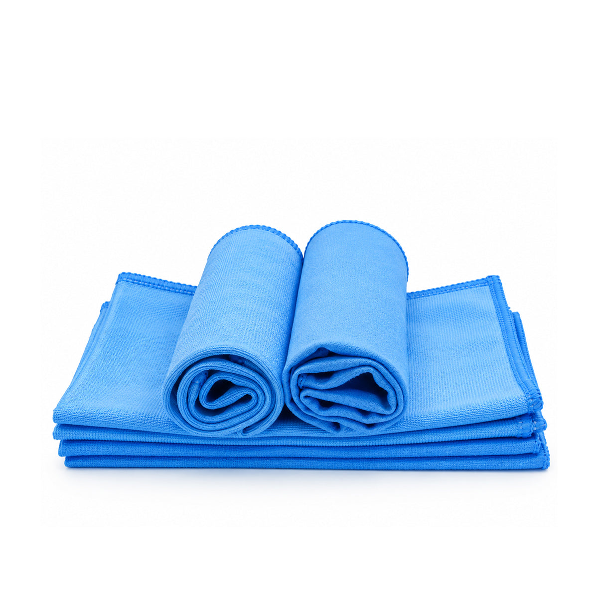 Lavete profesionale pentru sticlă și Soft Velour albastre, prezentate rulate